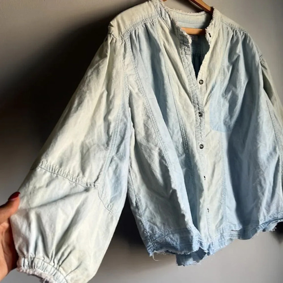 NEW Free People Set Sail Denim Top - Picture 7 of 12